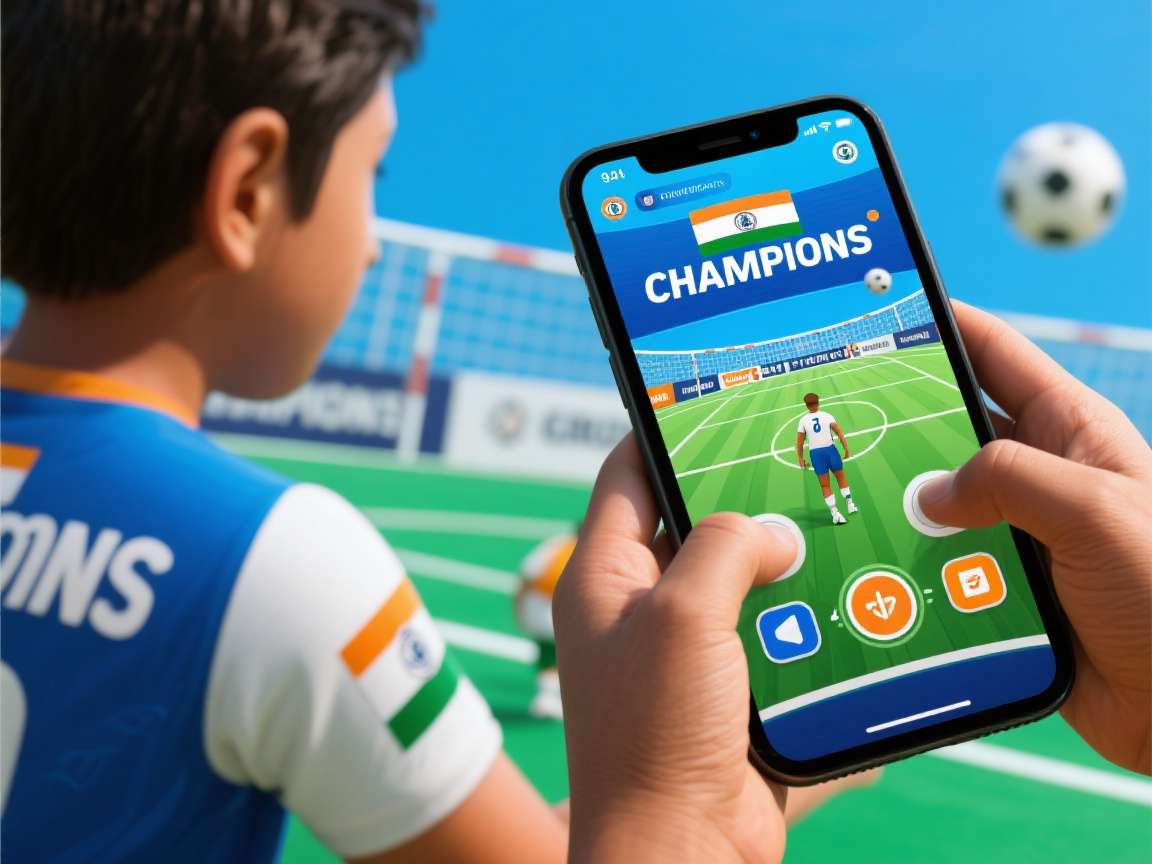 Champion's Handball: India - Intuitive touch controls Champion's Handball: India gameplay showing touch controls and player actions