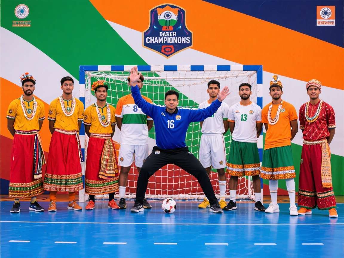 Champion's Handball: India - Regional teams and cultural elements Champion's Handball: India regional teams showcase with diverse Indian cultural elements
