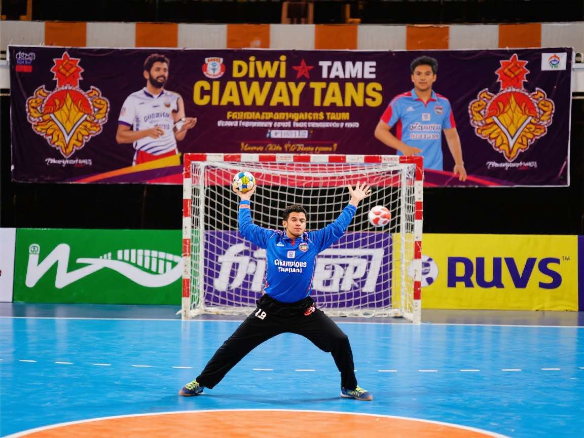 Champion's Handball: India - Diwali Tournament celebrations Champion's Handball: India Diwali event with illuminated stadium and festive decorations